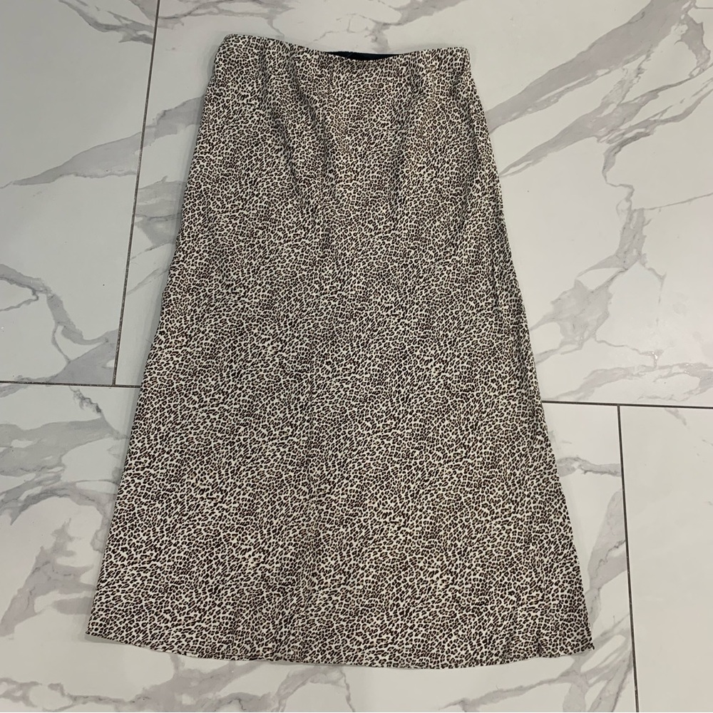 Jenni Kayne Skirt Sz XS MIDI Slip Leopard Black Brown A-line Fairy